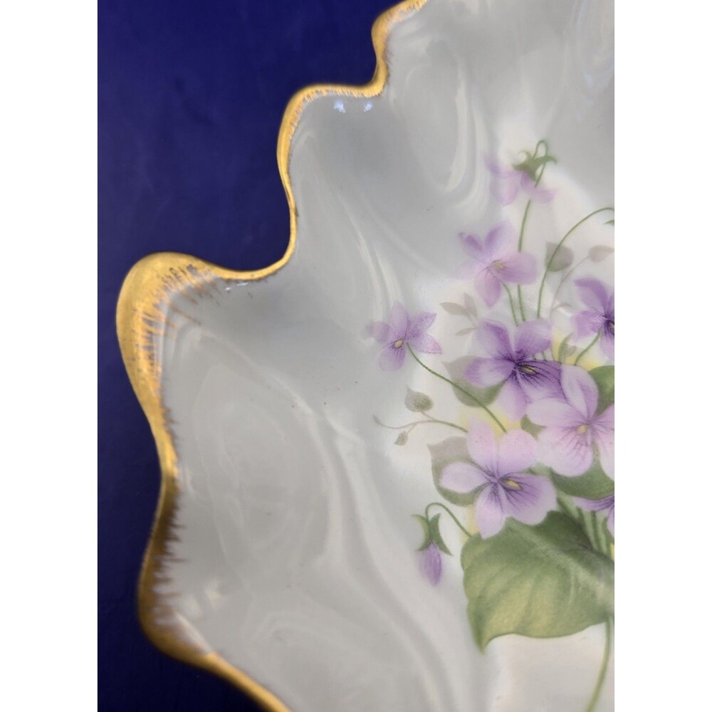Trinket Dish Chamart Limoges France Hand Painted Violets 1940. B#24 - Picture 2 of 9
